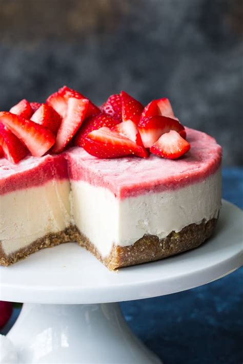 No Bake Lemon Strawberry Paleo Vegan Cheesecake GF DF The Paleo