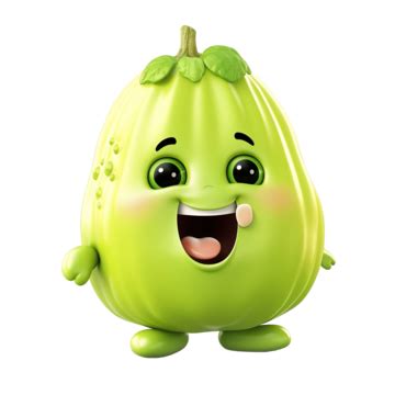 Cute Happy Chayote Character Ai Generated Fruit Tropical Cartoon Png