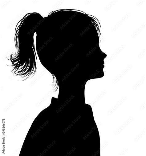 girl profile silhouette, black and white teenager Stock Vector | Adobe ...