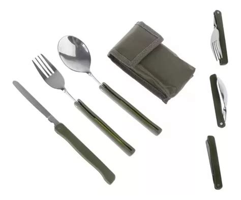 Set 3 Cubiertos Portátil Plegable Multiuso Camping Trekking Cuotas