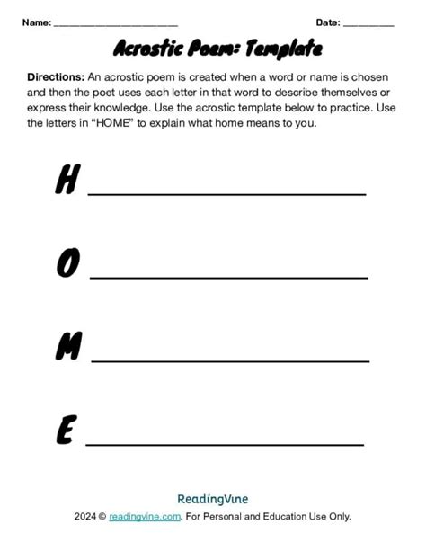 Acrostic Poem Examples And Activities Readingvine