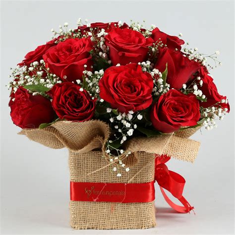 Buysend Exotic Red Roses Arrangement Online Ferns N Petals