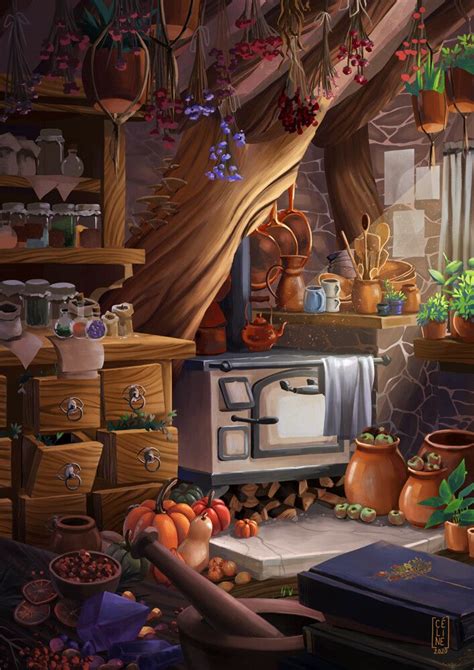 The Kitchen Of The Green Witch Witch Wallpaper Environment Concept