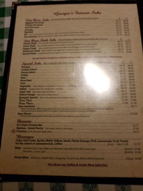 Menu at Georgio's II Famous Pizza pizzeria, Sumter, 344 Pinewood Rd