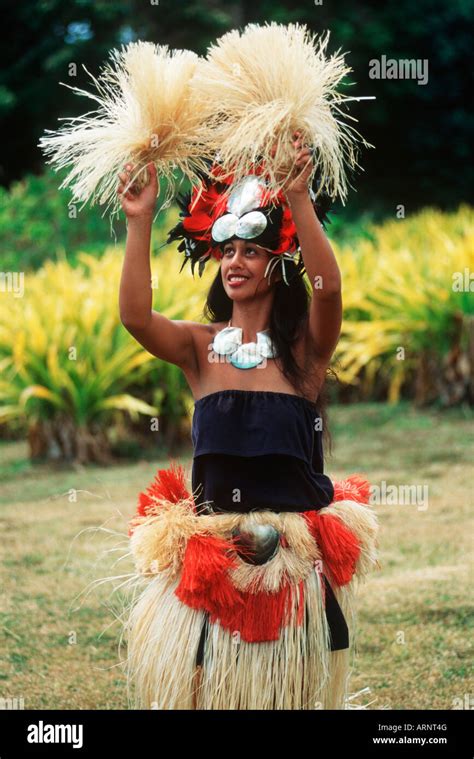 Cook Islands South Pacific Raratonga Local Dancer In Traditional