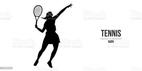 Abstract Silhouette Of A Tennis Player On White Background Tennis