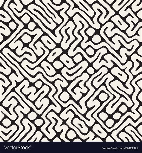 Seamless Black And White Rounded Irregular Maze Vector Image