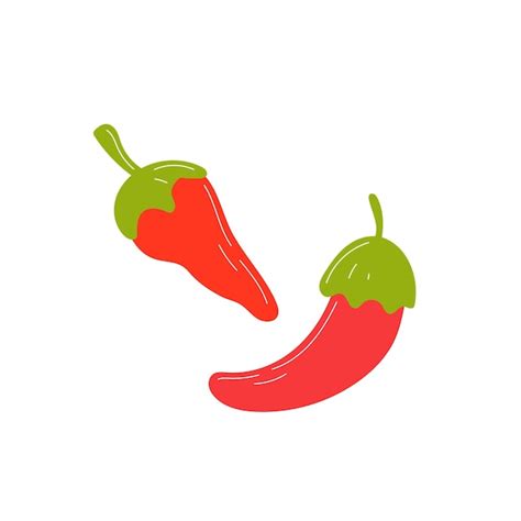 Dos Pimientos Rojos Picantes Est N Aislados En Un Fondo Blanco Vector