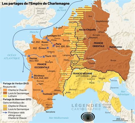 The Divisions Of The Carolingian Empire 9th Maps On The Web