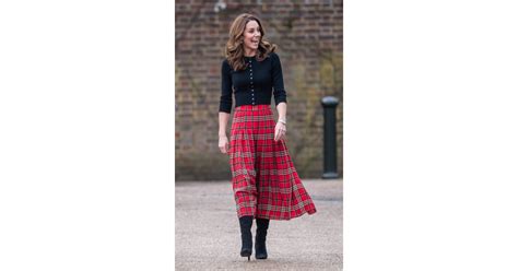 Kate Middletons Plaid Midi Skirt December 2018 Popsugar Fashion Photo 20