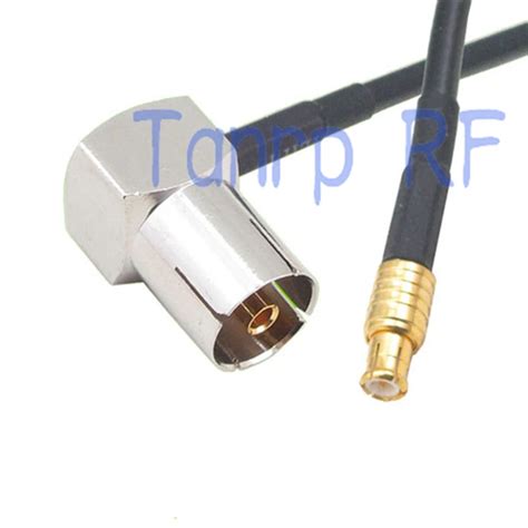 6in TV Female Right Angle 90 Degree To MCX Male Plug RF Connector