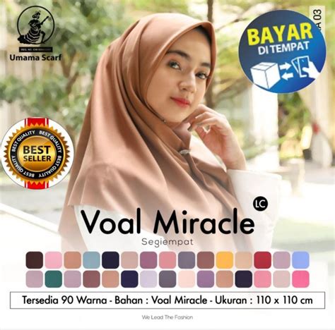 Hijab Segi Empat Voal Miracle Plain Polos Jilbab Segi Empat Voal