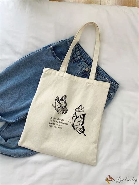 Birdinbag Stylish Butterfly Print Tote Bag Perfect For Shopping