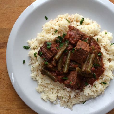 Lubia Lebanese Stewed Beef Tomatoes And Green Beans Slow Cooker