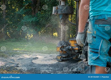 Close Up Of Well Drilling Rig Boring Dowin Into The Earth Stock Image