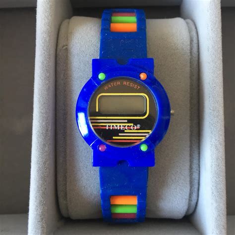 Timeco Vintage Watch Blue With Colour Details Depop