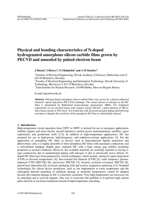 PDF Physical And Bonding Characteristics Of N Doped Hydrogenated