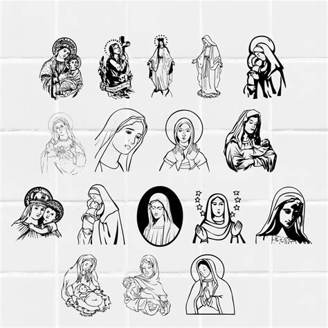 Virgin Mary Svg Bundlevirgin Mary Clipart Virgin Mary Designvirgin