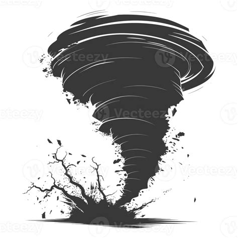 AI generated Silhouette Tornado whirlwind black color only 40735255 PNG