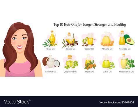 Top 10 Hair Oils Advert Woman And Fruits Vector Image