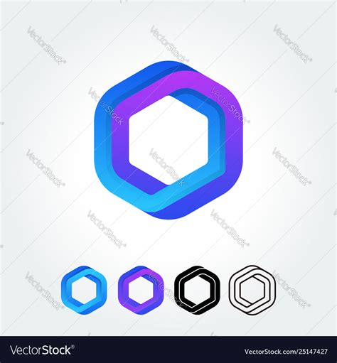 Abstract hexagon shape logo template Royalty Free Vector