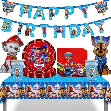 44 Pezzi Decorazioni Paw Patrol Compleanno Stoviglie Festa Paw Patrol