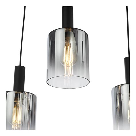 Savannah Light Bar Pendant Matt Black And Smoked Glass