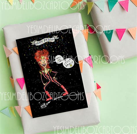 David Bowie Birthday Card Rock Star Greeting Card Paper & - Etsy