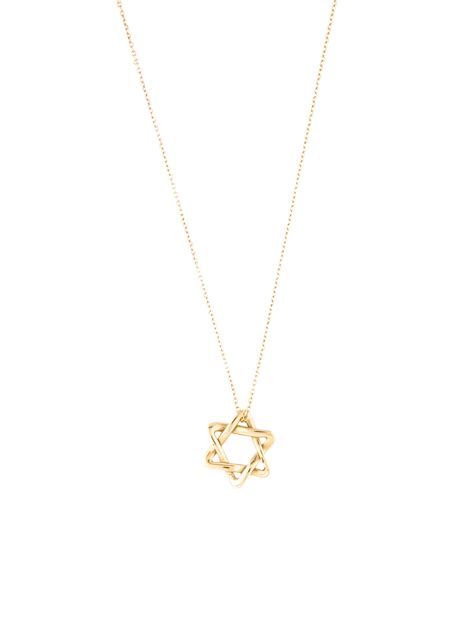 Tiffany Co 18K Star Of David Pendant Necklace 18K Yellow Gold