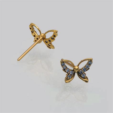 Gold Zircon Butterfly Earrings Asavir