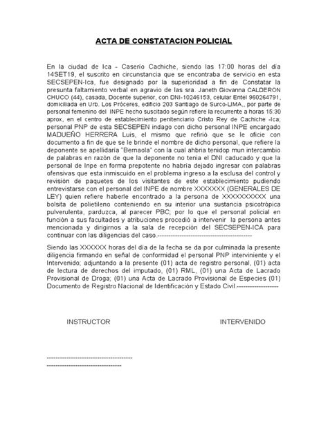 Acta De Intervención Policial De Droga Pdf Instituciones Sociales