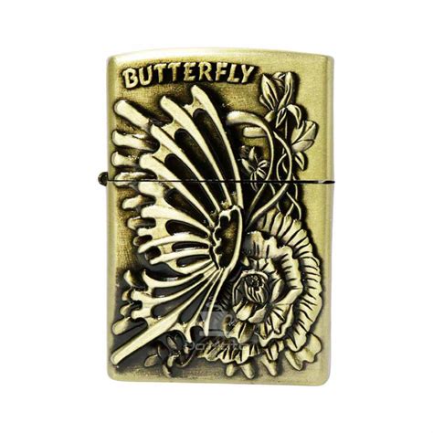 Isqueiro De Metal Dourado Butterfly Tabacaria Da Mata