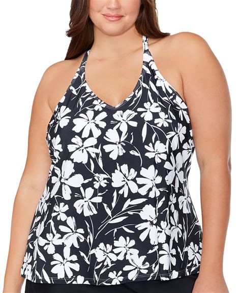 Island Escape Plus Size T Back Underwire Tankini Top Created For Macy