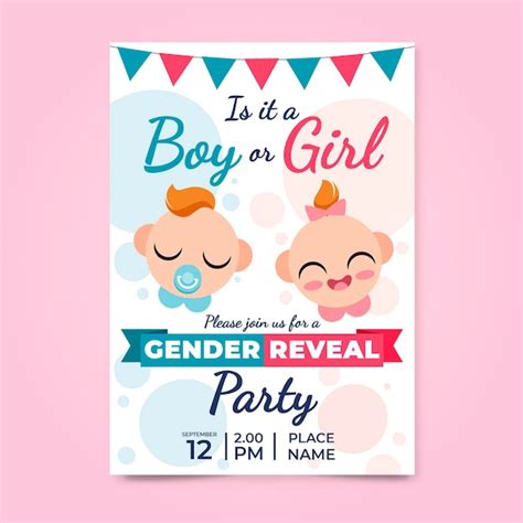 Free Vector Flat Gender Reveal Invitation