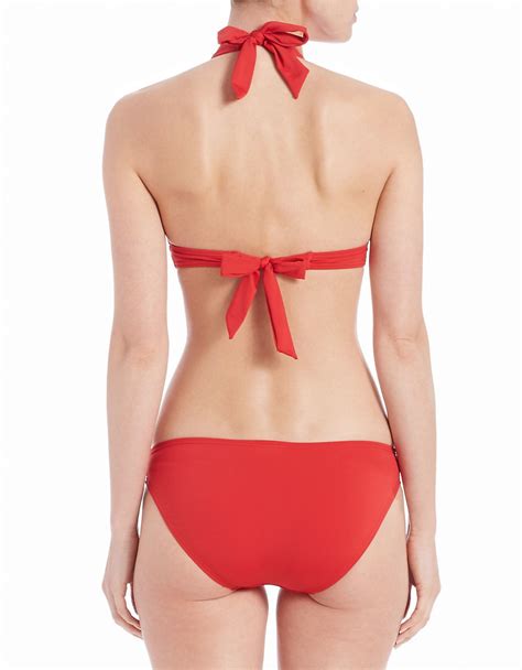 Michael Kors Logo Ring Halter Bikini Top In Red Lyst