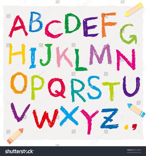 The Alphabet Drawn By A Crayon Stock Vector Illustration 53519065