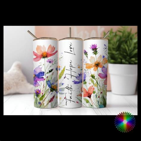 20oz Skinny Sublimation Tumbler Wrap Print Butterflies Knight HTV