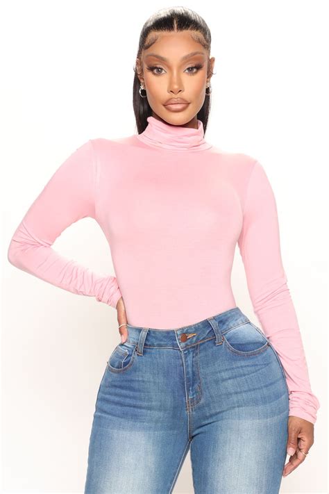 Pamela Turtle Neck Long Sleeve Top Pink Fashion Nova