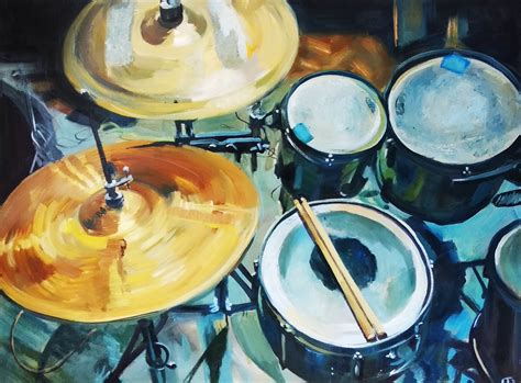 Drum Painting Original Music Wall Decor Musical Instruments Etsy