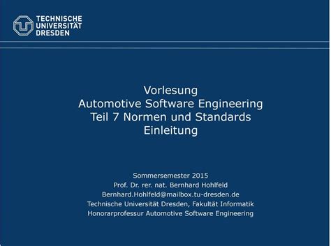 Vorlesung Automotive Software Engineering Teil Normen Und Standards