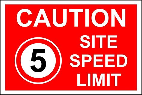 Caution Site Speed Limit 5 Mph Safety Sign 3mm Aluminium Sign 300mm X