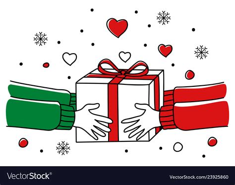 Hands Giving Christmas Present Royalty Free Vector Image