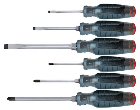 PROTO, 6 Pieces, Slotted/Square Tip, General Purpose Screwdriver Set ...