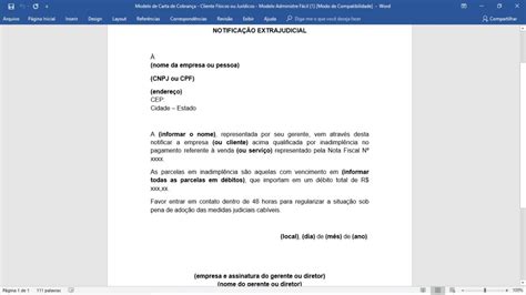 Modelo De Carta De Notificacao Extrajudicial Vários Modelos