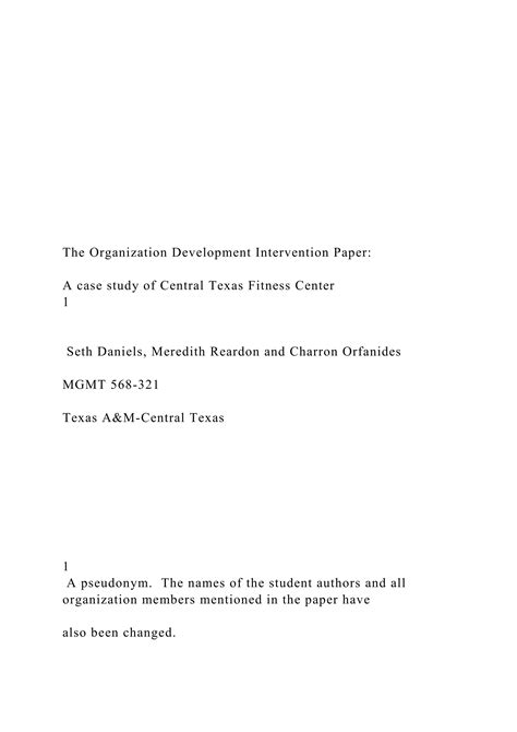 The Organization Development Intervention Paper Docx