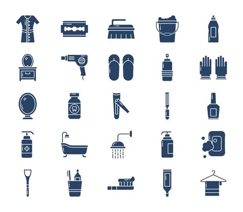 Bathroom Accessories Icon Set 12744862 Vector Art At Vecteezy