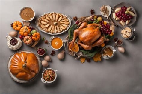 Premium AI Image | happy thanksgiving with food on a table