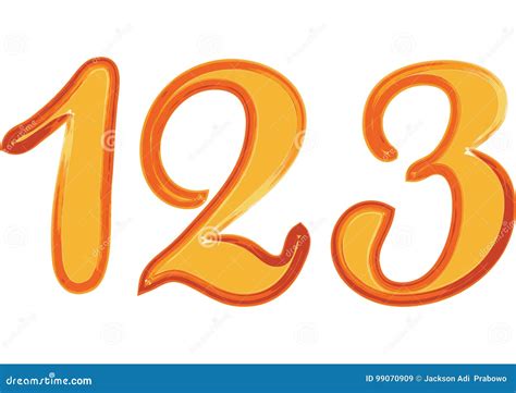Como Se Escreve 123 - Tipo Colorido Garatuja Escrita à Mão Número 123 Da Fonte Da Escova Da ...