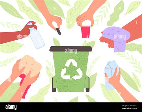 Hands Put Waste In Recycling Bin Stock Vector Image Art Alamy