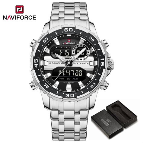 Naviforce แบรนด หรกนน าดจตอลทหารควอตซ นาฬกาข อมอสาหรบ